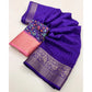 Voguish Women's Cotton Blend Checkered Saree With Blouse Piece