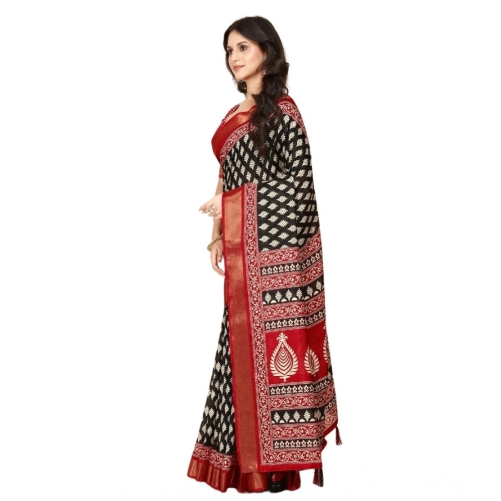 Marvellous Women's Cotton Silk Printed Saree With Blouse Piece