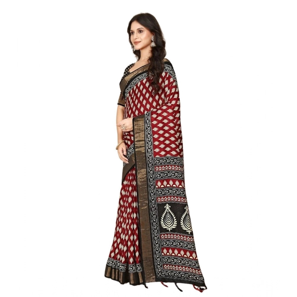 Sizzling Women's Cotton Silk Printed Saree With Blouse Piece