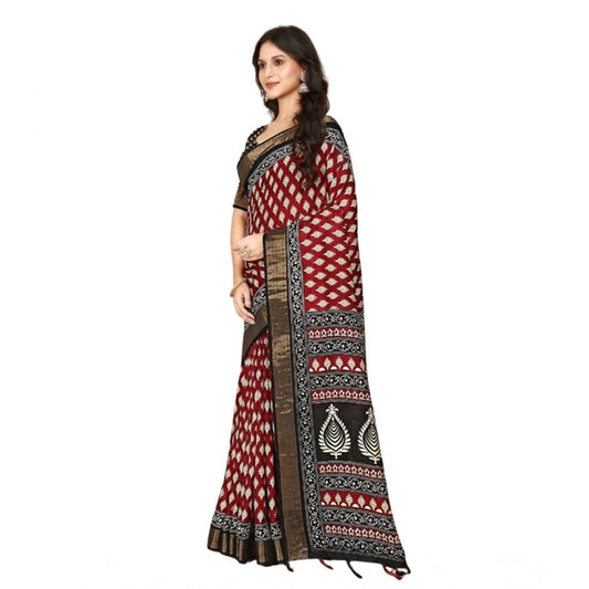 Sizzling Women's Cotton Silk Printed Saree With Blouse Piece
