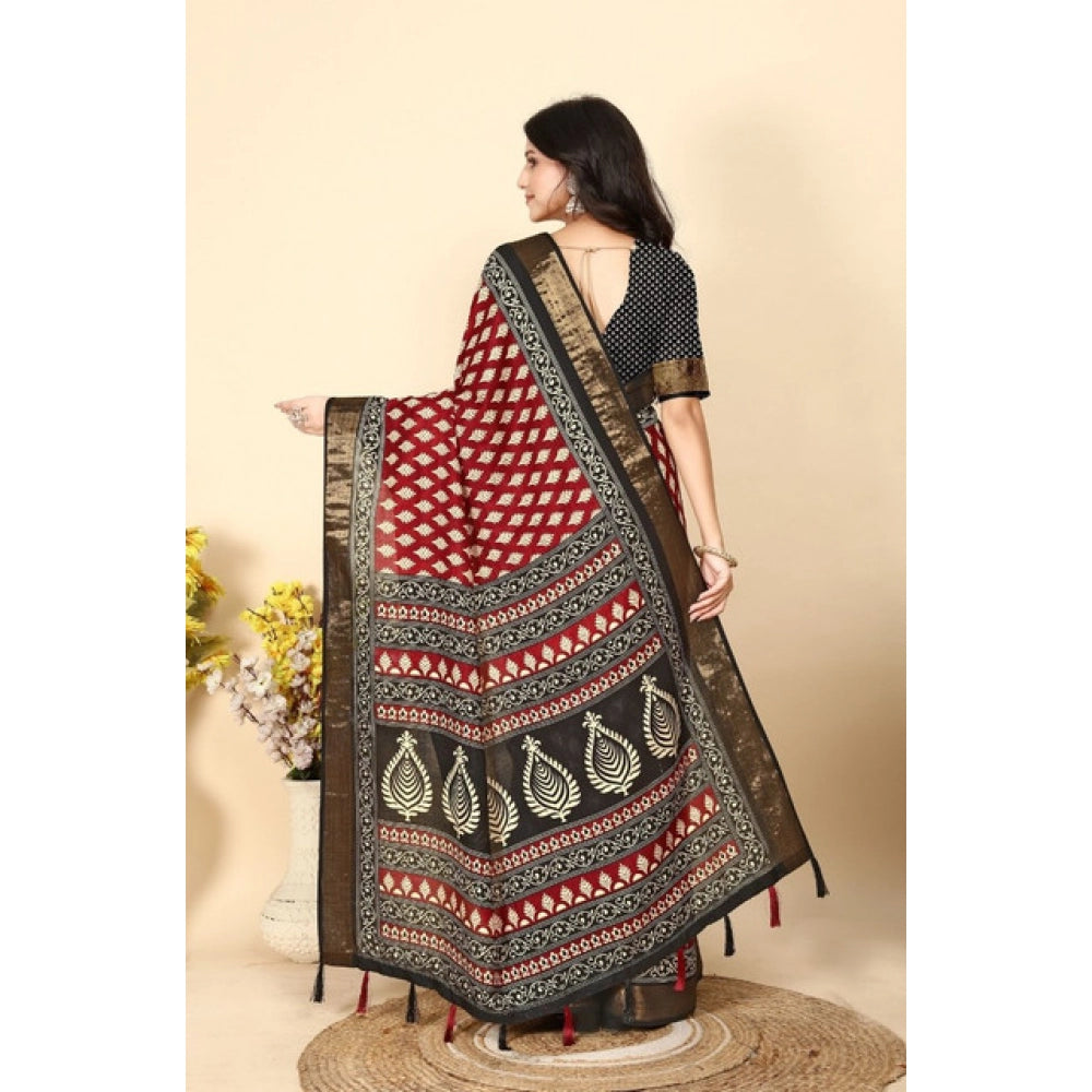 Sizzling Women's Cotton Silk Printed Saree With Blouse Piece