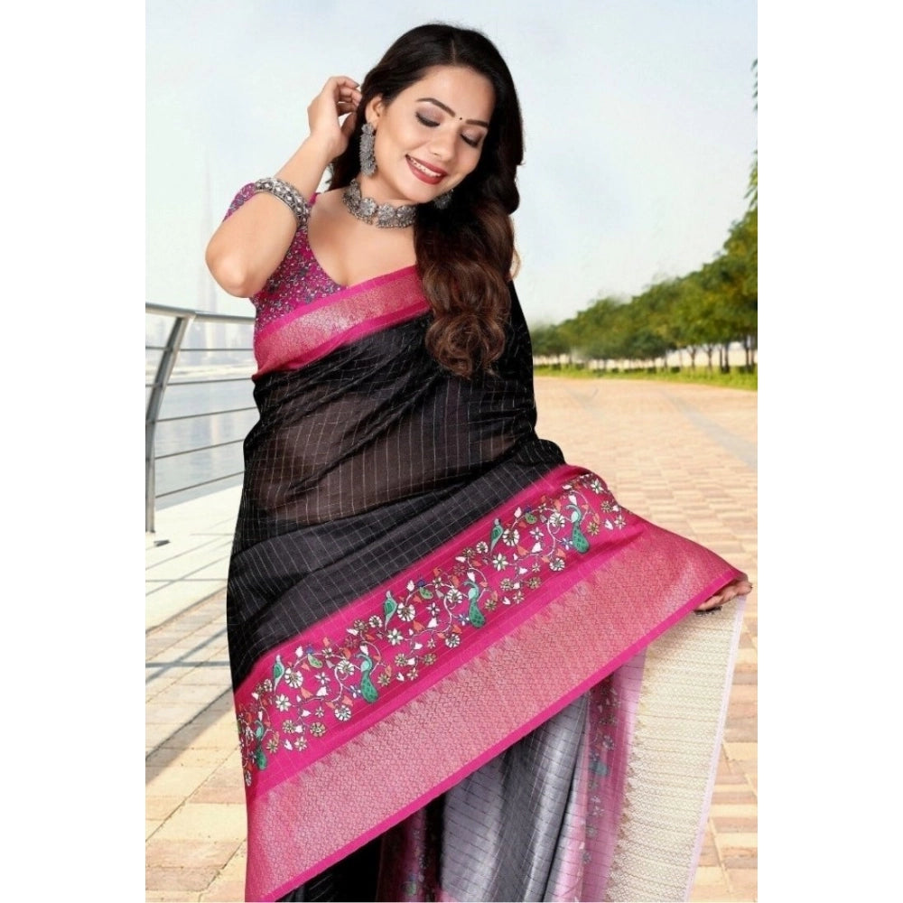 Marvellous Women's Cotton Silk Printed Saree With Blouse Piece