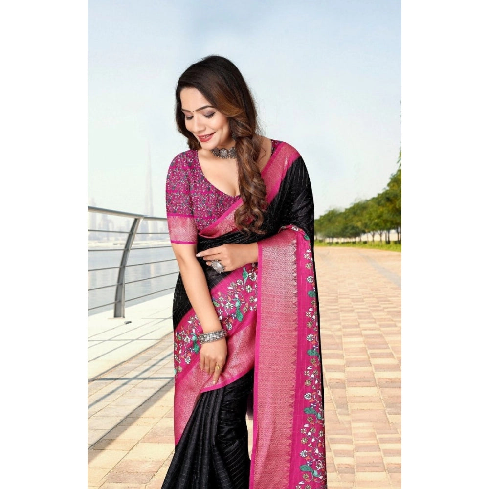 Marvellous Women's Cotton Silk Printed Saree With Blouse Piece