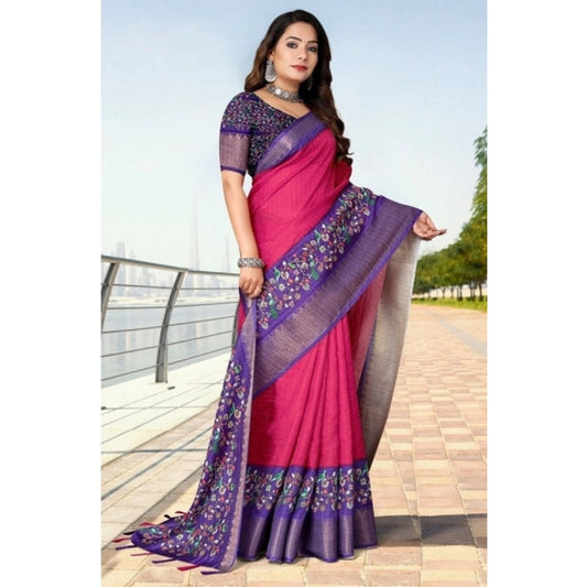 Amazing Women's Cotton Silk Printed Saree With Blouse Piece