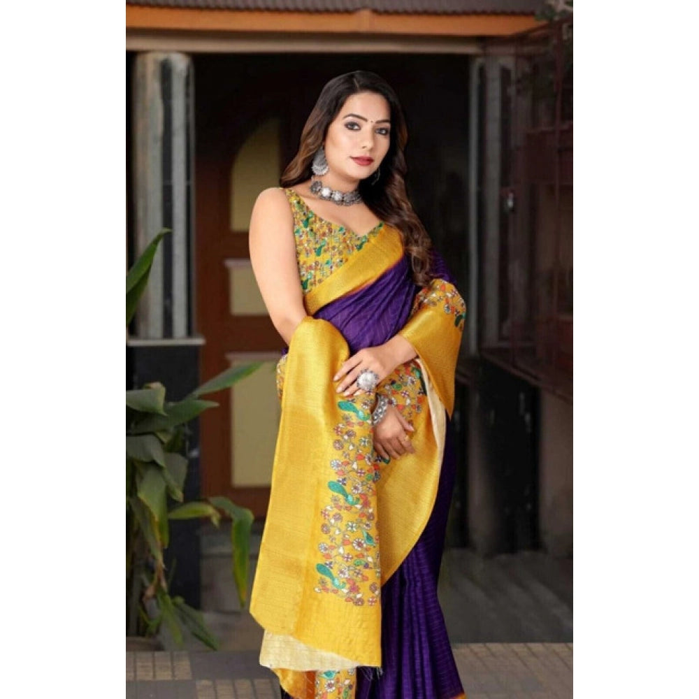 Amazing Women's Cotton Silk Printed Saree With Blouse Piece