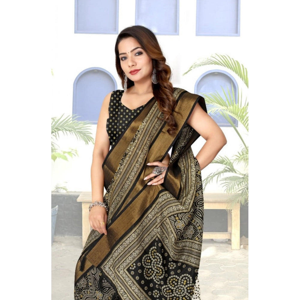 Marvellous Women's Cotton Silk Printed Saree With Blouse Piece