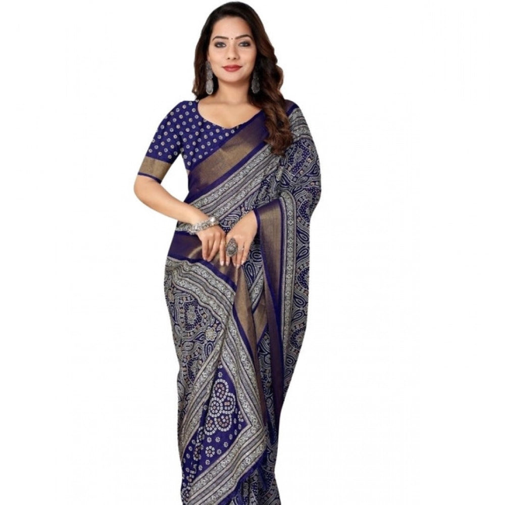 Marvellous Women's Cotton Silk Printed Saree With Blouse Piece