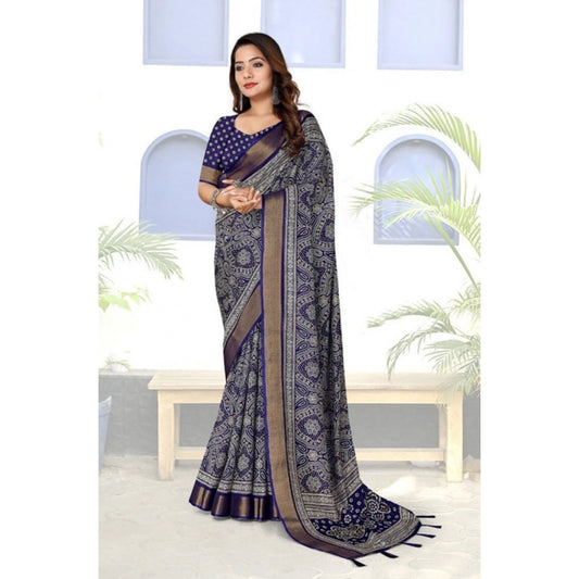 Marvellous Women's Cotton Silk Printed Saree With Blouse Piece