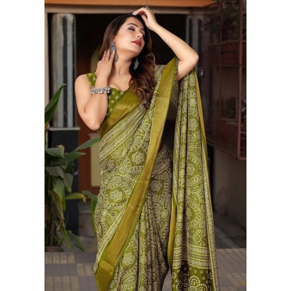 Marvellous Women's Cotton Silk Printed Saree With Blouse Piece