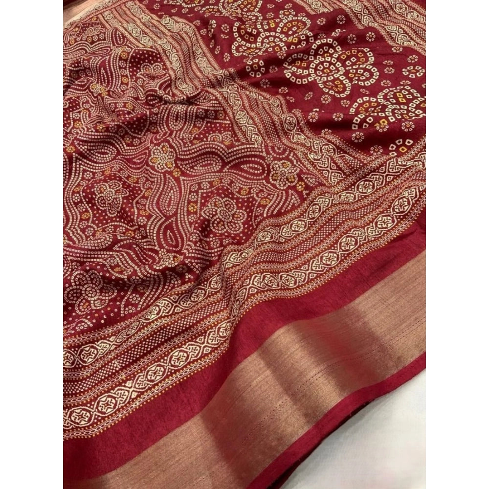 Amazing Women's Cotton Silk Printed Saree With Blouse Piece
