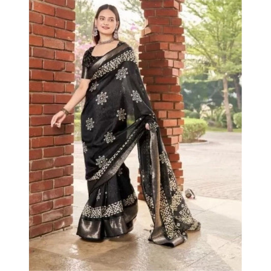 Marvellous Women's Cotton Silk Printed Saree With Blouse Piece