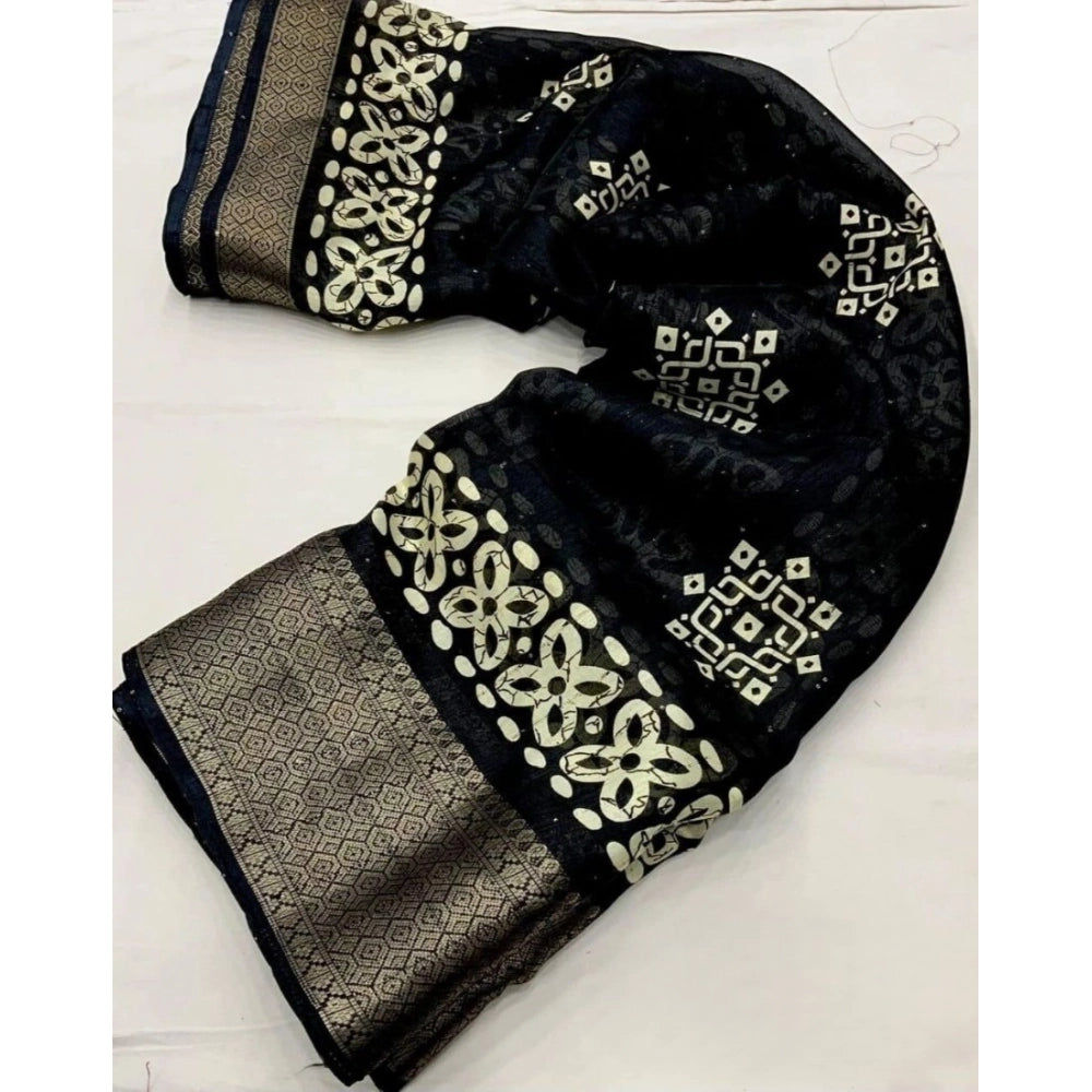 Marvellous Women's Cotton Silk Printed Saree With Blouse Piece