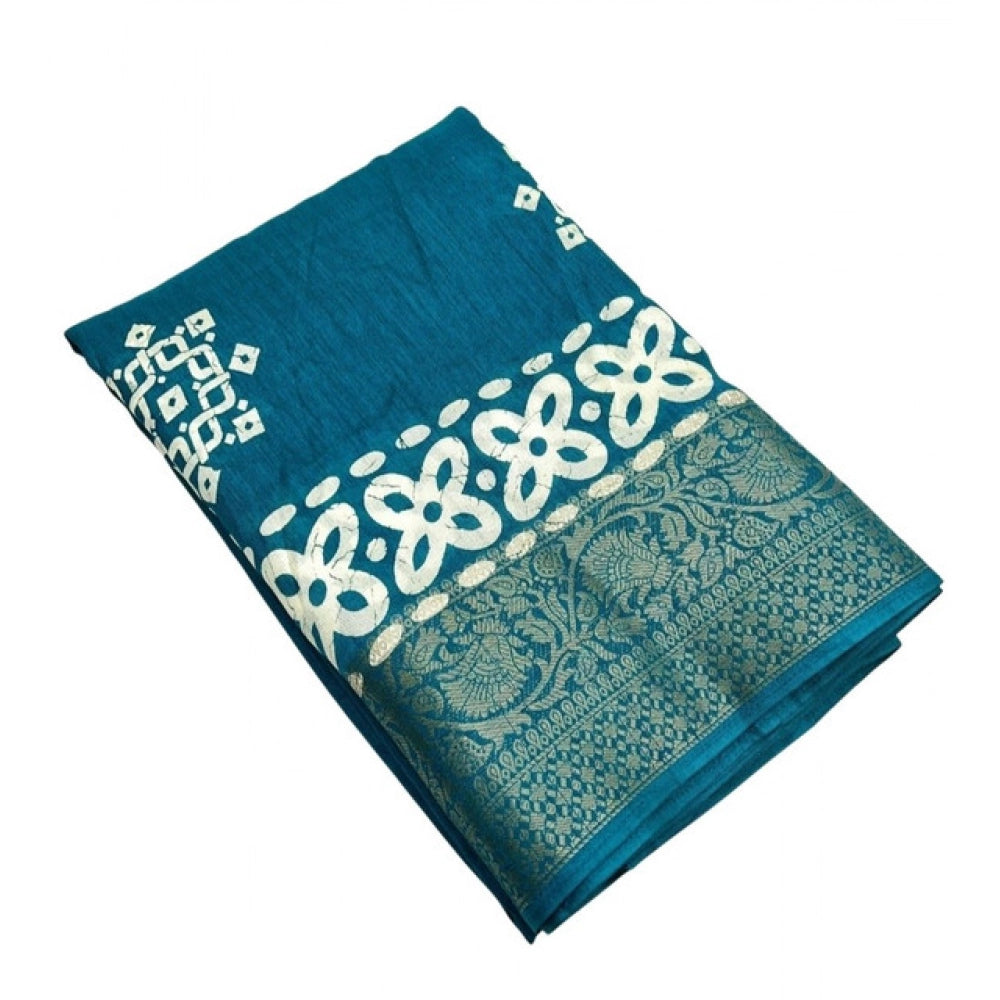 Sizzling Women's Cotton Silk Printed Saree With Blouse Piece