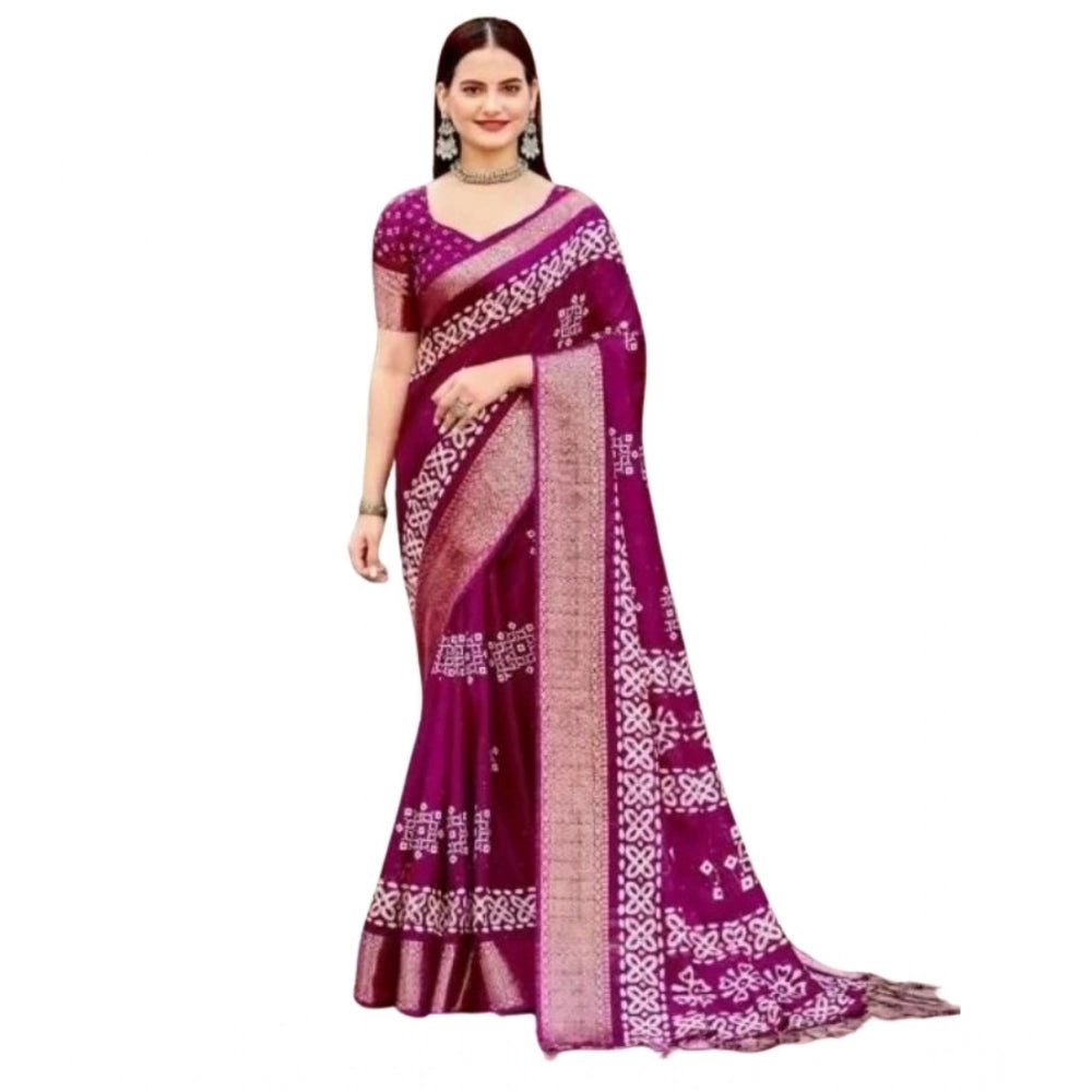 Sizzling Women's Cotton Silk Printed Saree With Blouse Piece
