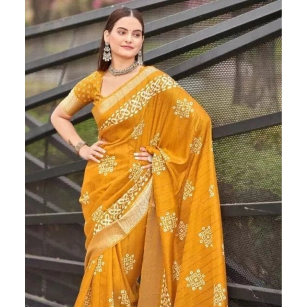 Sizzling Women's Cotton Silk Printed Saree With Blouse Piece