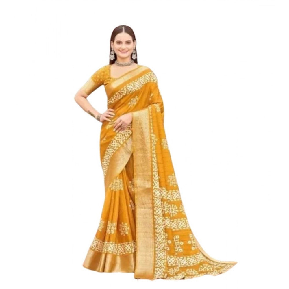 Sizzling Women's Cotton Silk Printed Saree With Blouse Piece