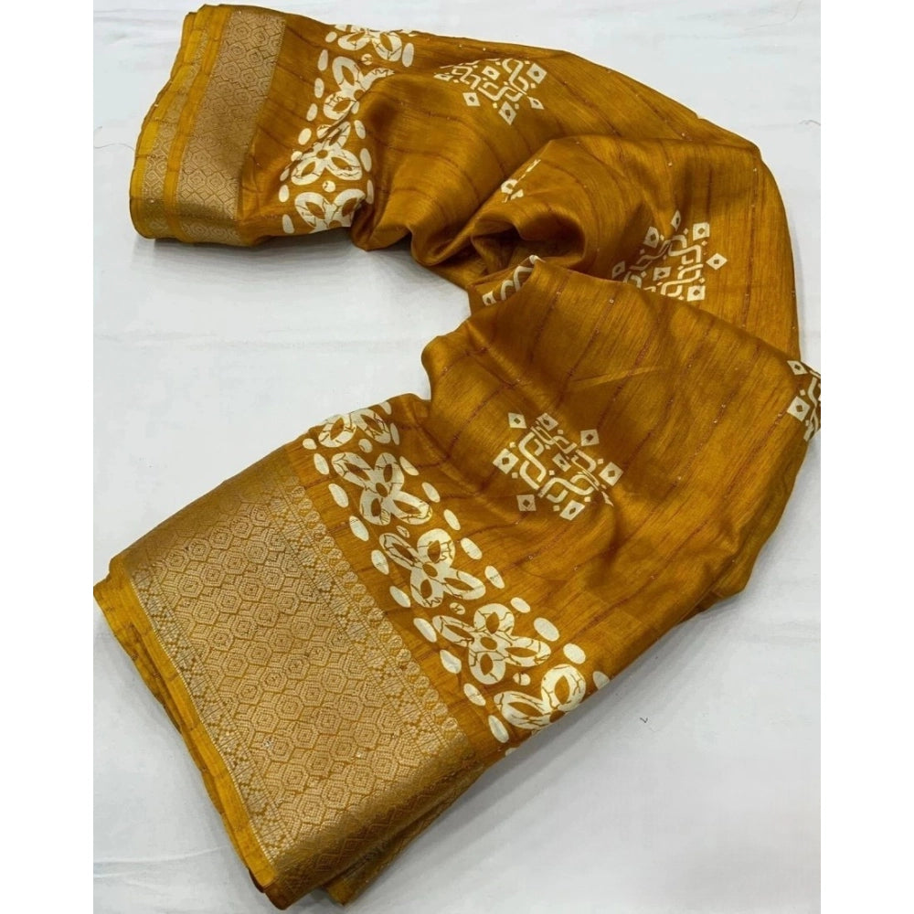 Sizzling Women's Cotton Silk Printed Saree With Blouse Piece