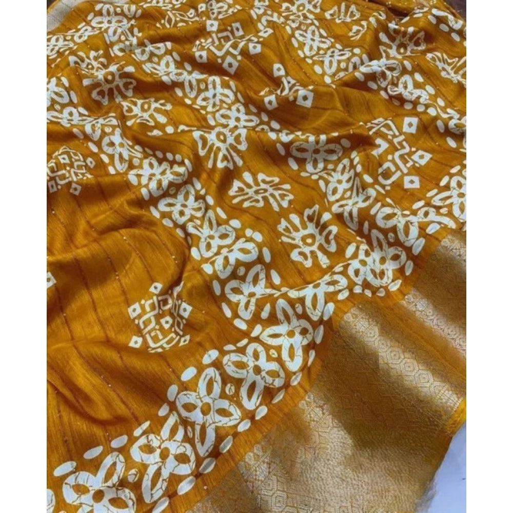 Sizzling Women's Cotton Silk Printed Saree With Blouse Piece