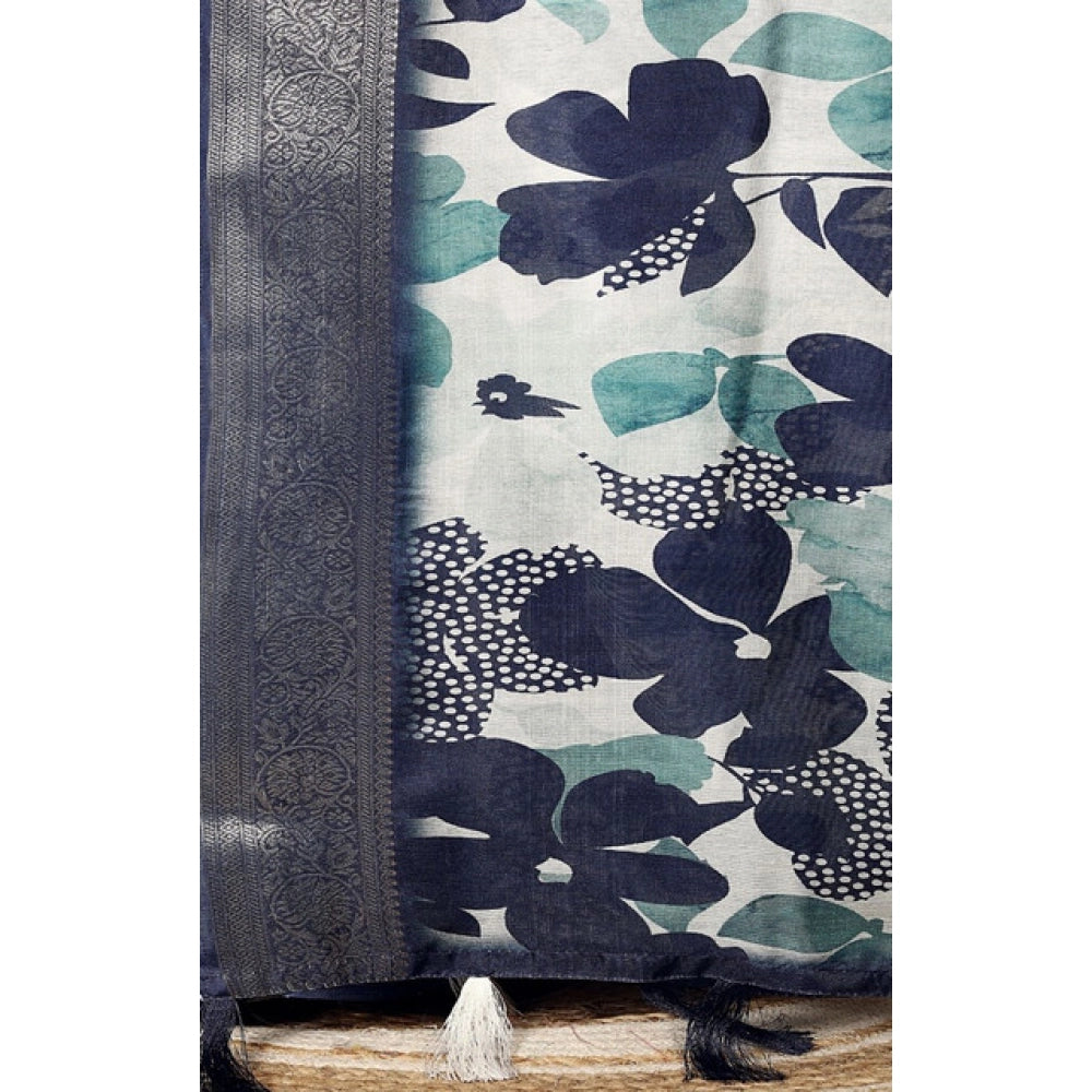 Fancy Women's Cotton Silk Floral Printed Saree With Blouse Piece
