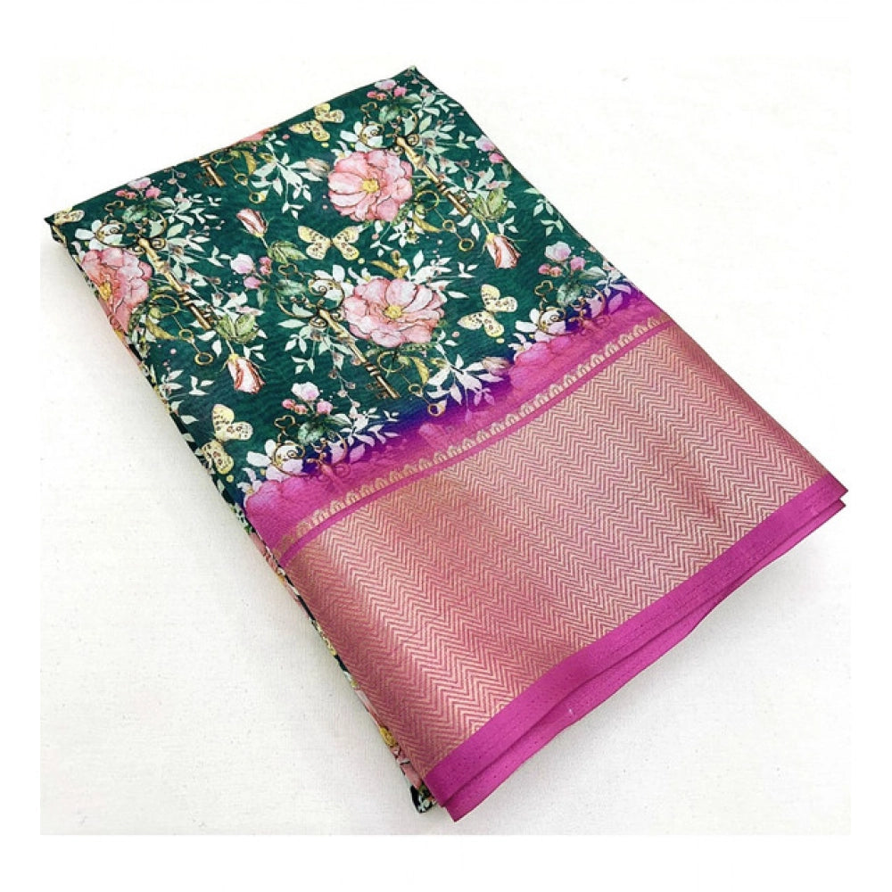 Fancy Women's Cotton Silk Floral Printed Saree With Blouse Piece