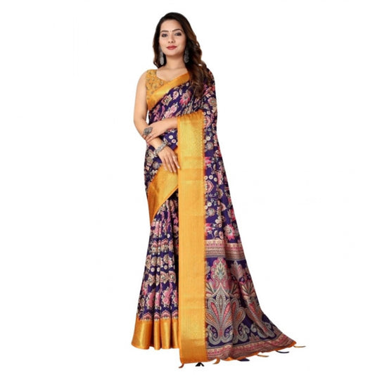 Magnificent Women's Cotton Silk Floral Printed Saree With Blouse Piece