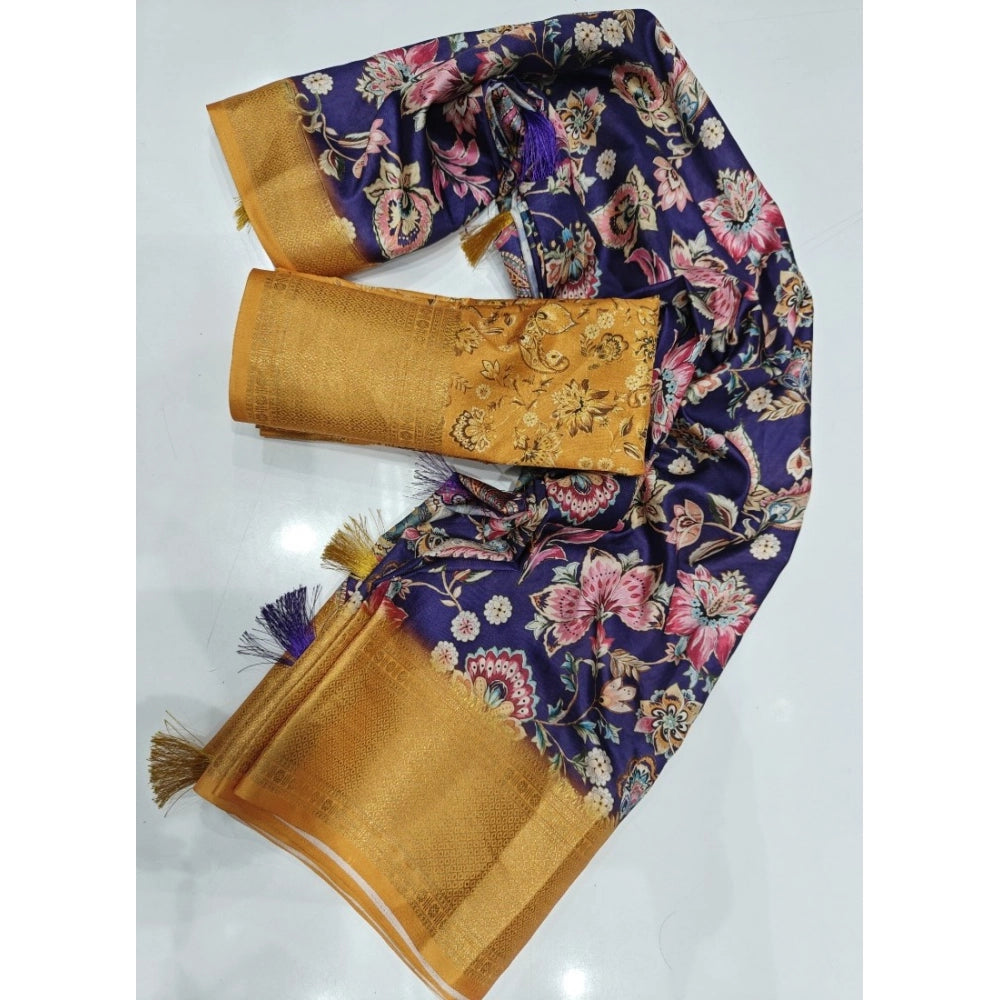 Magnificent Women's Cotton Silk Floral Printed Saree With Blouse Piece