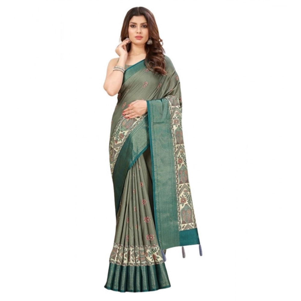 Sizzling Women's Cotton Silk Printed Saree With Blouse Piece