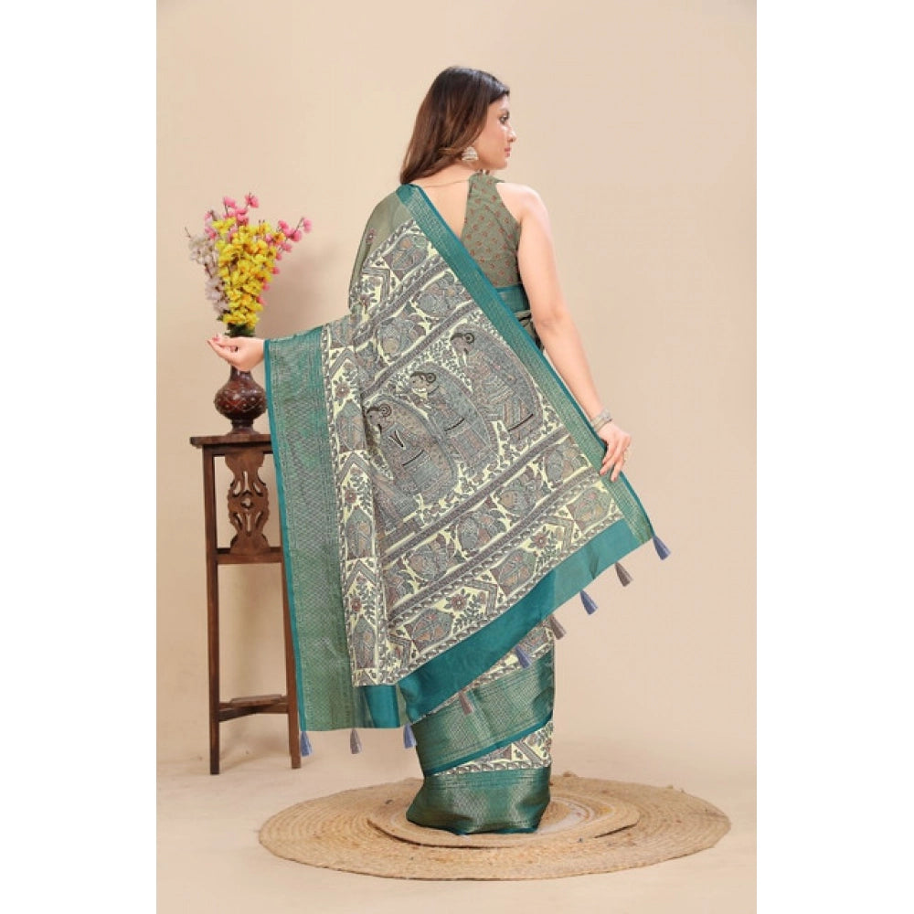 Sizzling Women's Cotton Silk Printed Saree With Blouse Piece
