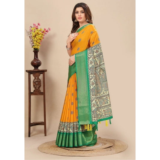Sizzling Women's Cotton Silk Printed Saree With Blouse Piece