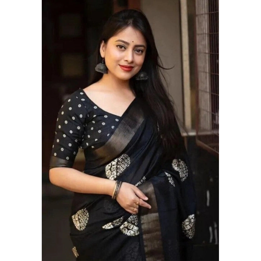 Marvellous Women's Cotton Silk Printed Saree With Blouse Piece
