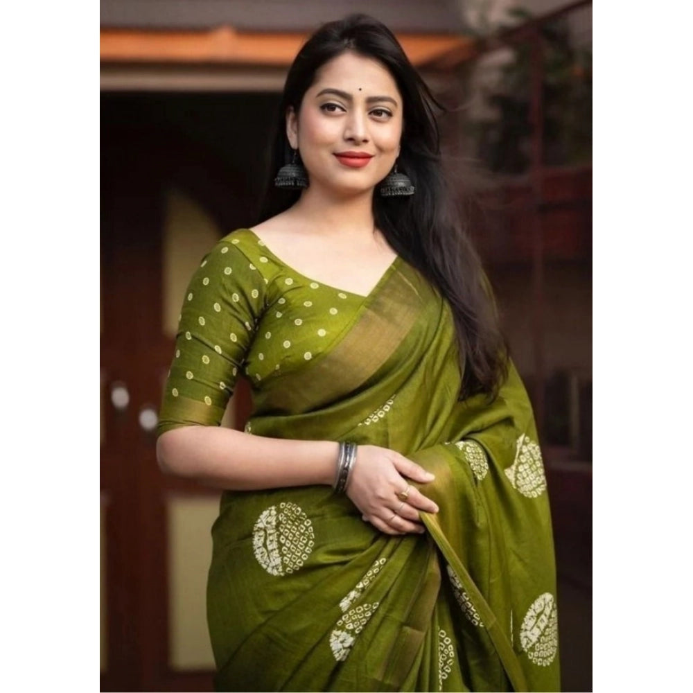 Amazing Women's Cotton Silk Printed Saree With Blouse Piece