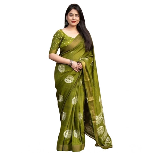Amazing Women's Cotton Silk Printed Saree With Blouse Piece