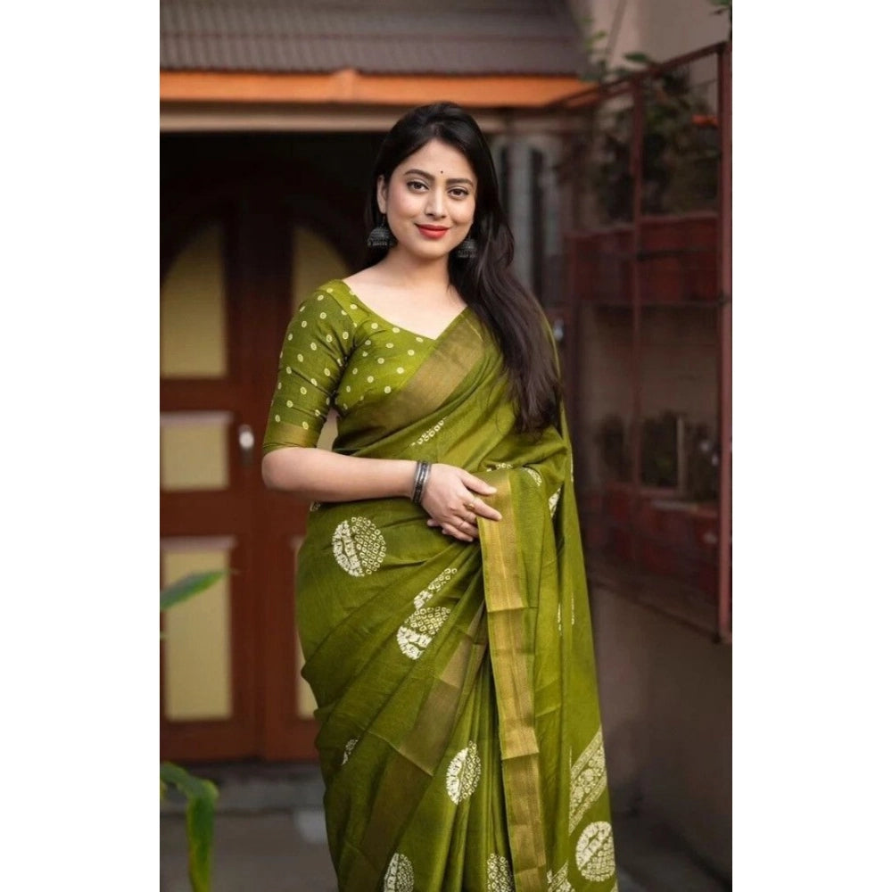 Amazing Women's Cotton Silk Printed Saree With Blouse Piece