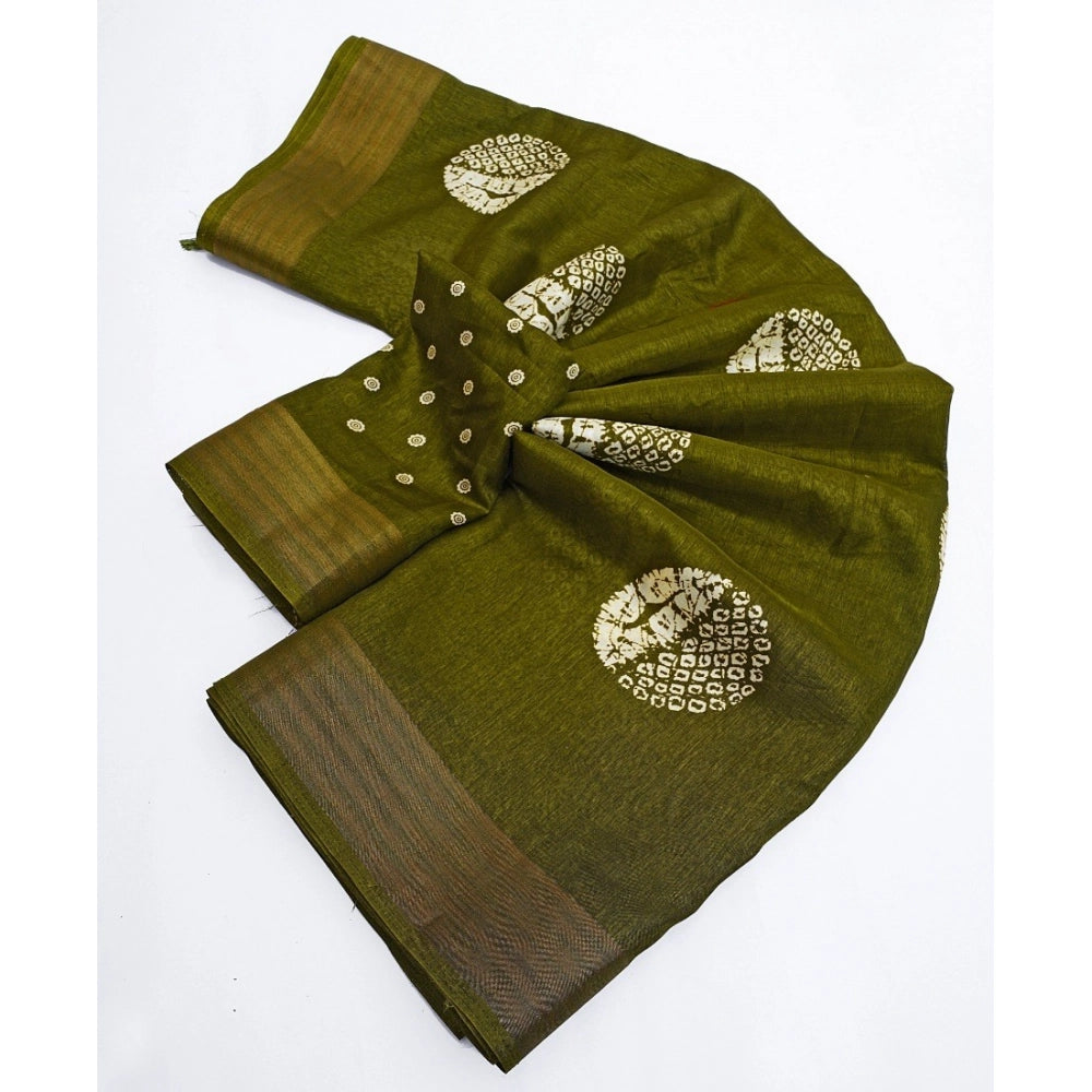 Amazing Women's Cotton Silk Printed Saree With Blouse Piece