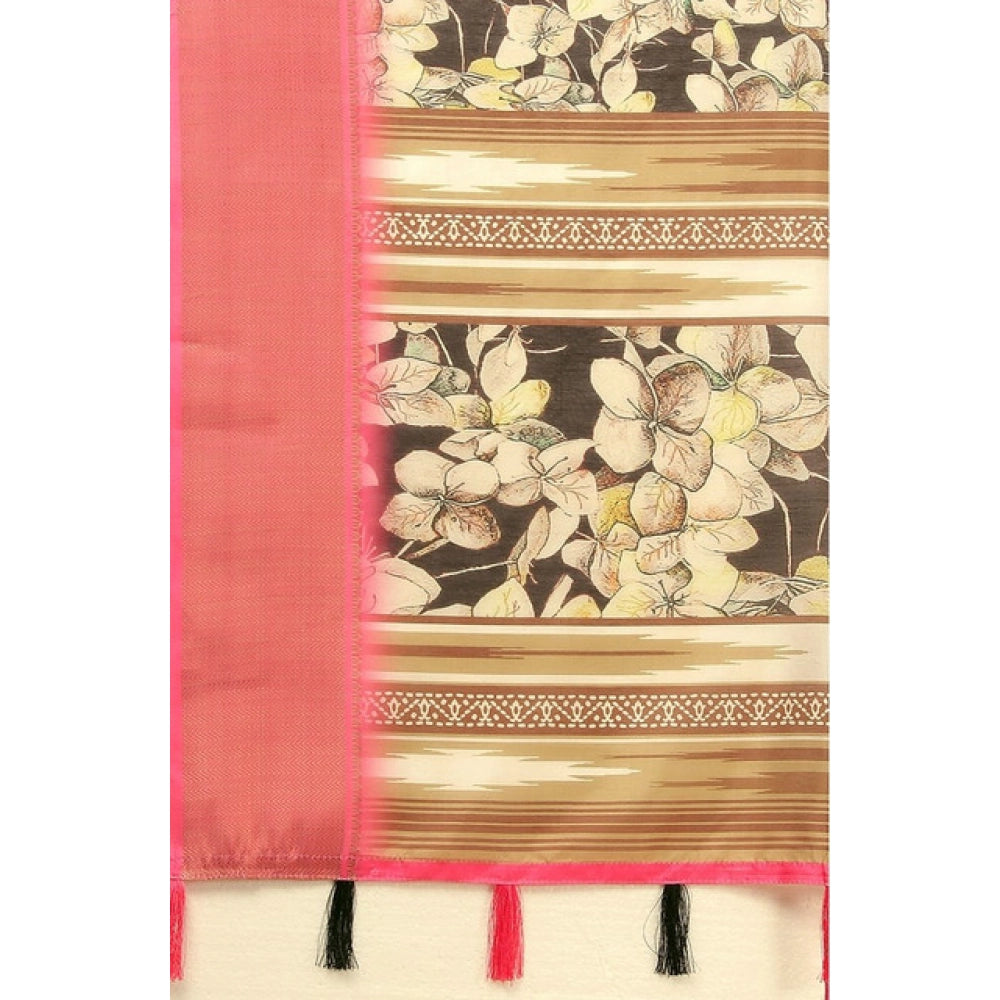 Fancy Women's Cotton Silk Floral Printed Saree With Blouse Piece