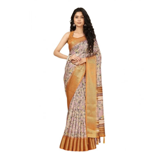Fancy Women's Cotton Silk Floral Printed Saree With Blouse Piece