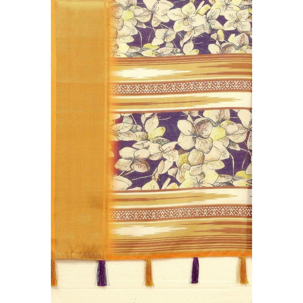 Magnificent Women's Cotton Silk Floral Printed Saree With Blouse Piece