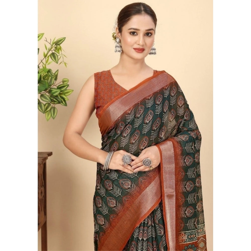 Sizzling Women's Cotton Silk Printed Saree With Blouse Piece