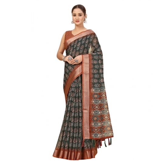 Sizzling Women's Cotton Silk Printed Saree With Blouse Piece