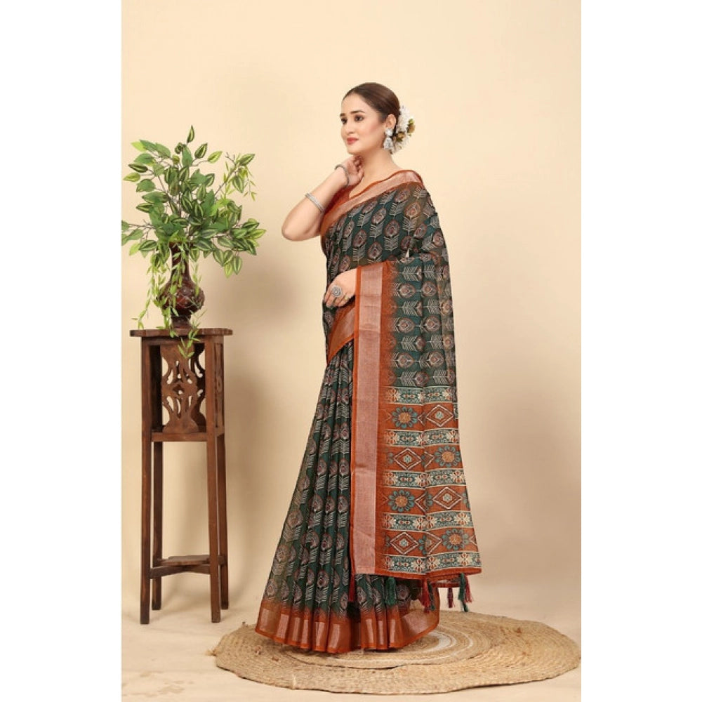 Sizzling Women's Cotton Silk Printed Saree With Blouse Piece