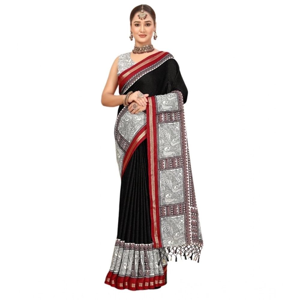 Marvellous Women's Cotton Silk Printed Saree With Blouse Piece