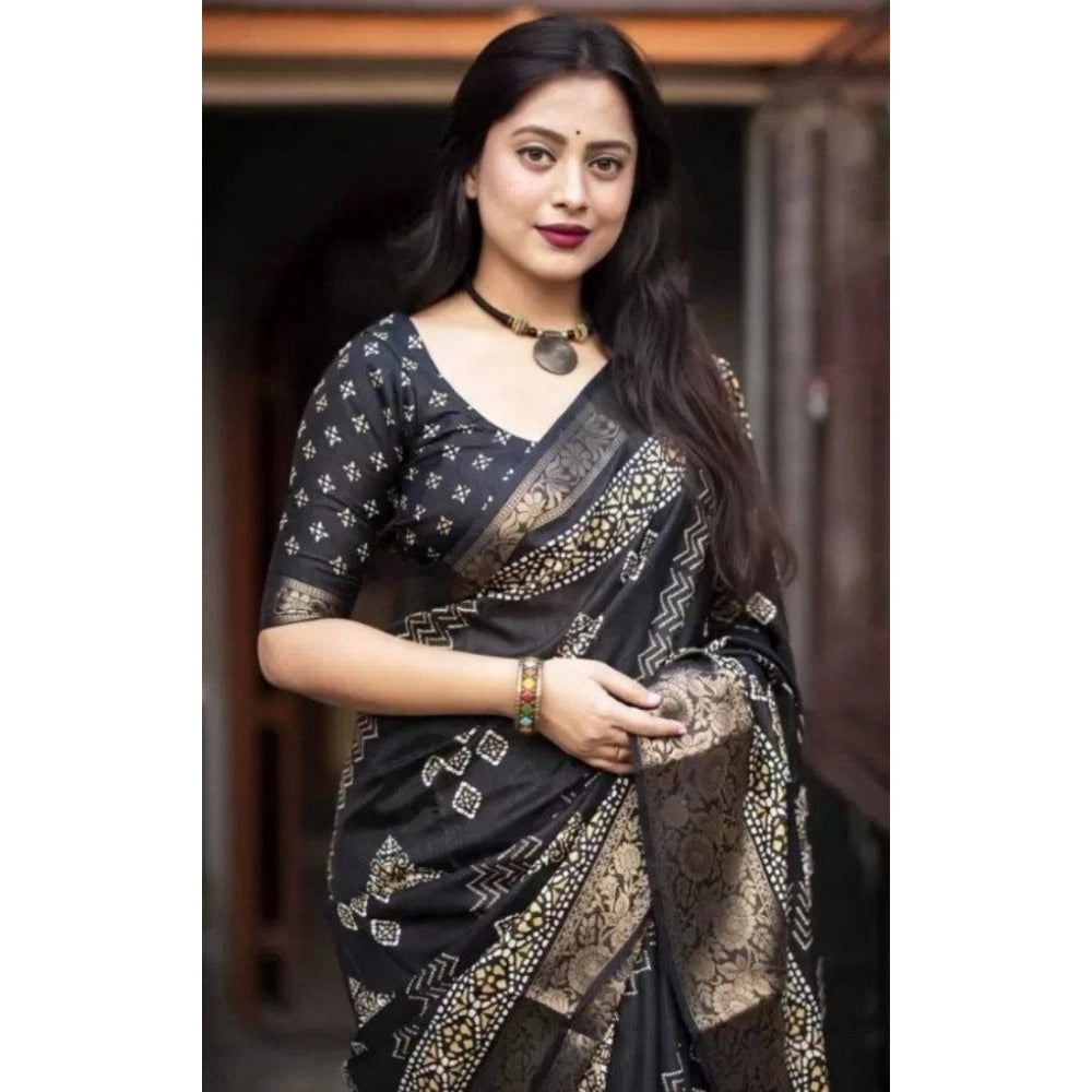 Marvellous Women's Cotton Silk Printed Saree With Blouse Piece