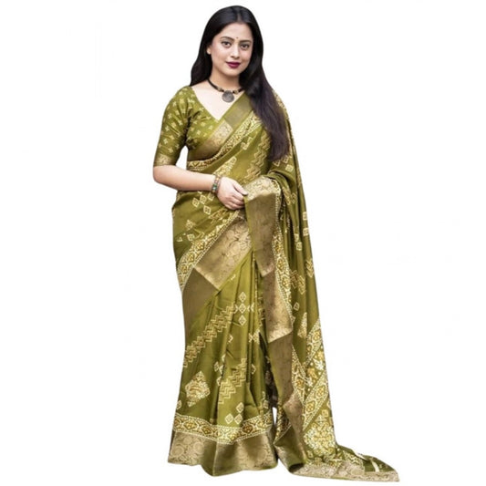 Amazing Women's Cotton Silk Printed Saree With Blouse Piece