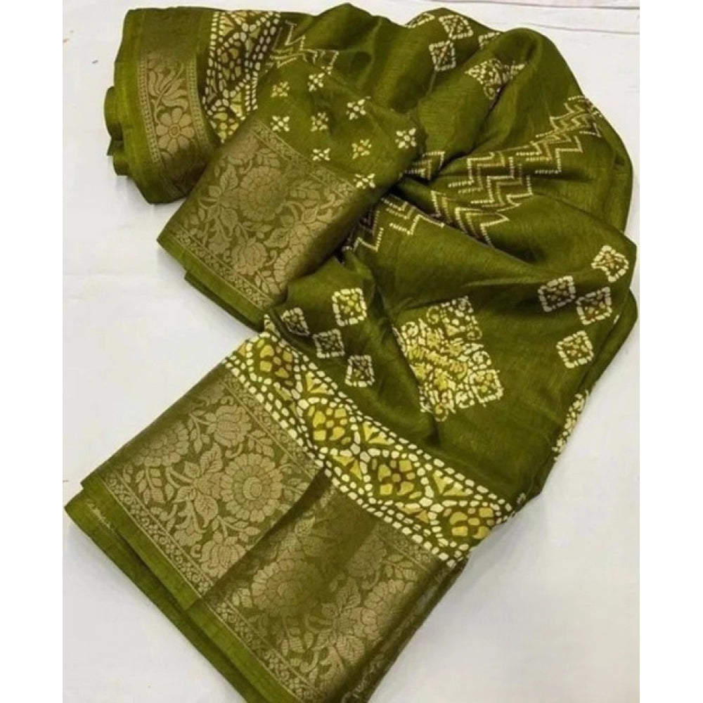 Amazing Women's Cotton Silk Printed Saree With Blouse Piece