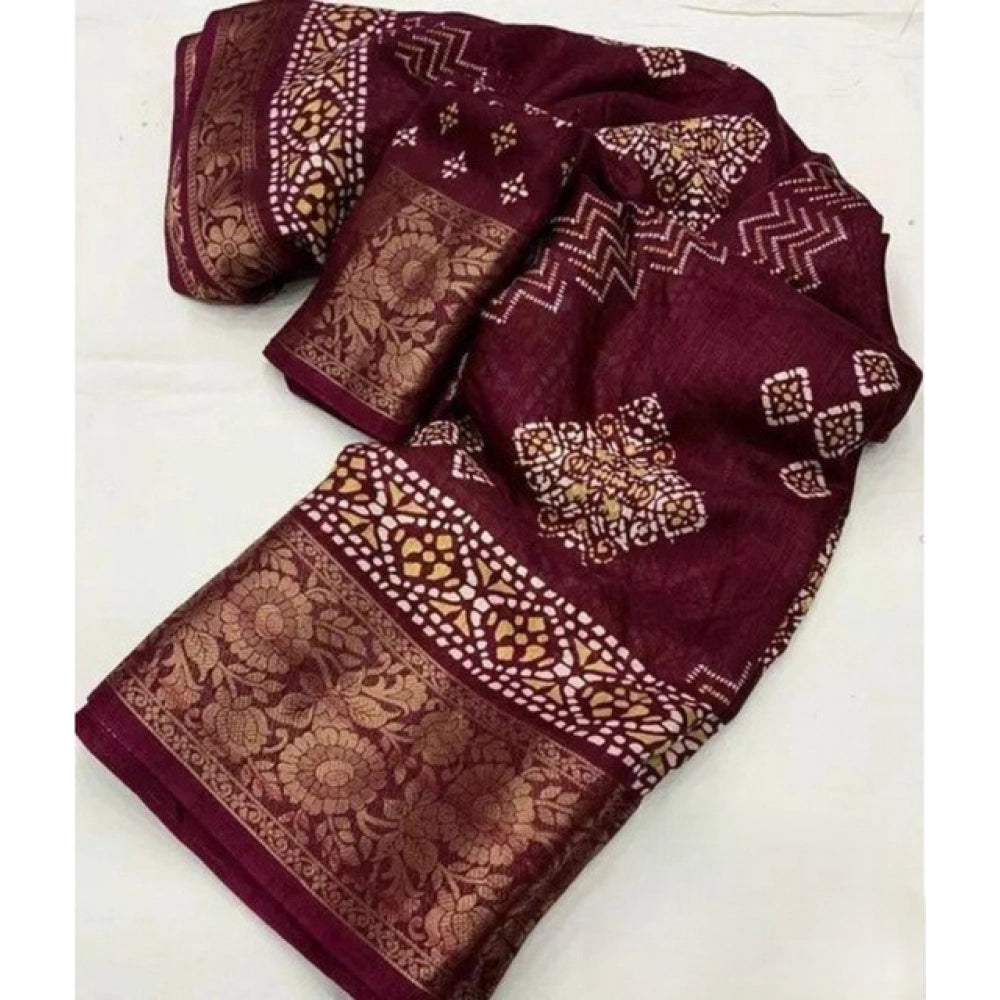 Sizzling Women's Cotton Silk Printed Saree With Blouse Piece
