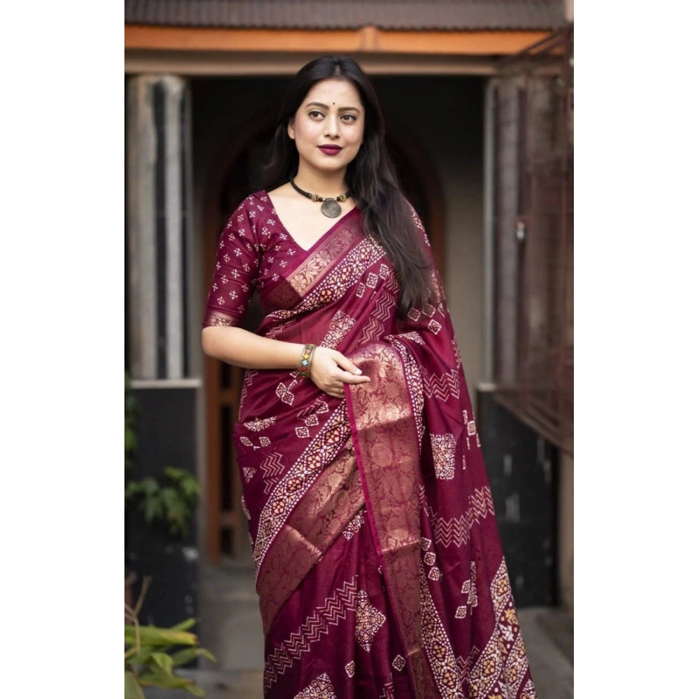 Sizzling Women's Cotton Silk Printed Saree With Blouse Piece