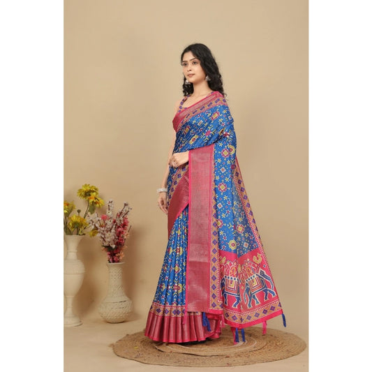 Marvellous Women's Cotton Silk Printed Saree With Blouse Piece