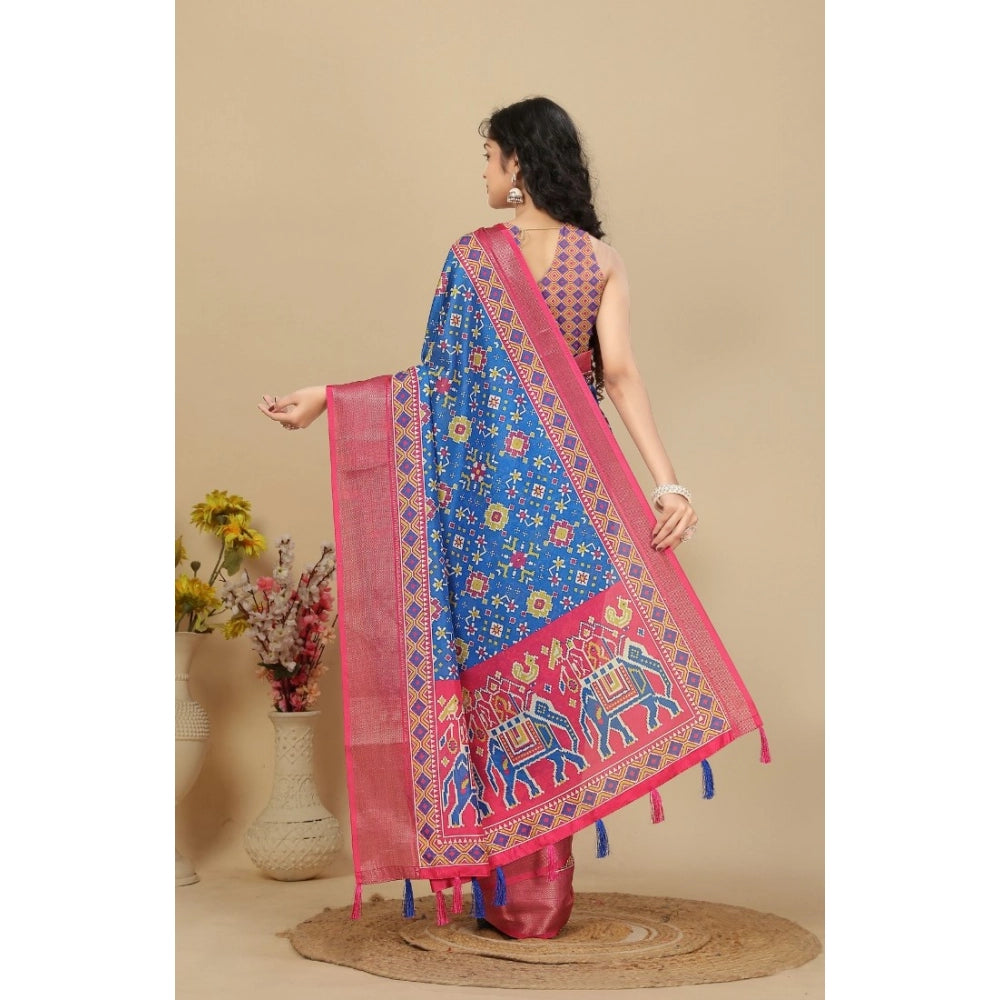 Marvellous Women's Cotton Silk Printed Saree With Blouse Piece