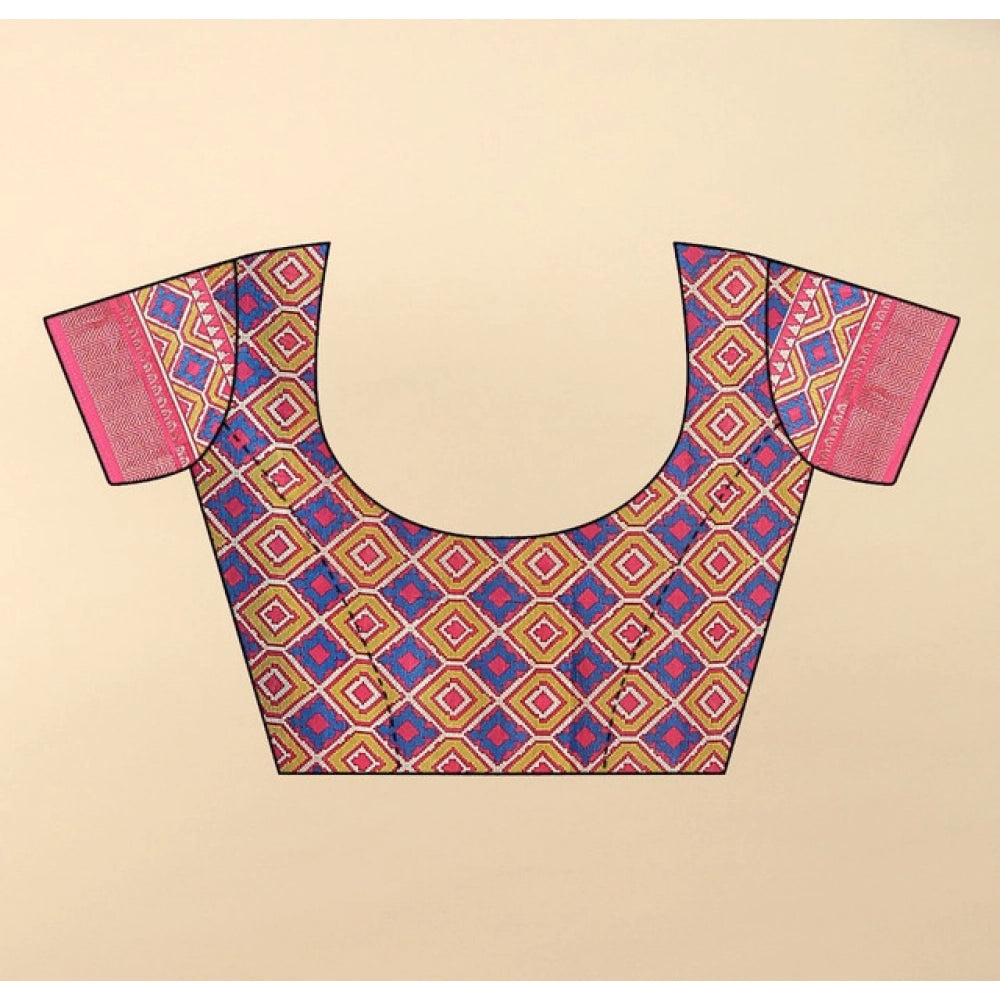 Marvellous Women's Cotton Silk Printed Saree With Blouse Piece