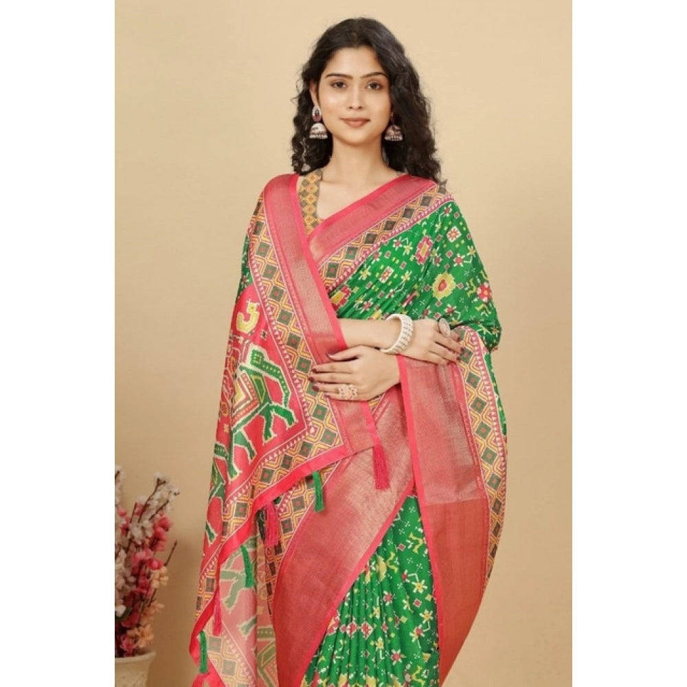 Amazing Women's Cotton Silk Printed Saree With Blouse Piece